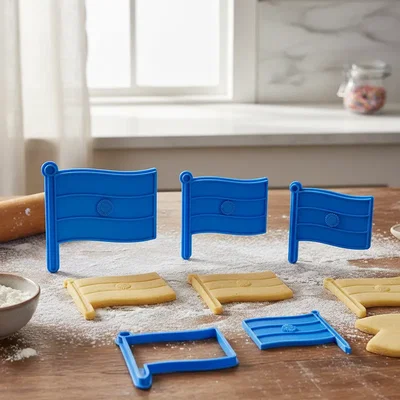 BANDERAS ARGENTINAS CORTANTES Y MARCADORES PACK 4 PIEZAS 8CM + 5CM