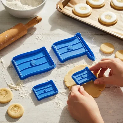 BANDERAS ARGENTINAS CORTANTES Y MARCADORES PACK 4 PIEZAS 8CM + 5CM