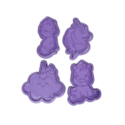 UNICORNIO CORTANTES Y MARCADORES PACK 4 PIEZAS 8CM