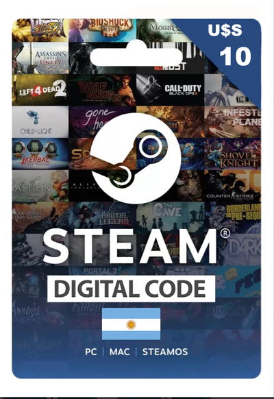 Tarjeta De Regalo - 10 Dólares - Cartera Steam Wallet Argentina