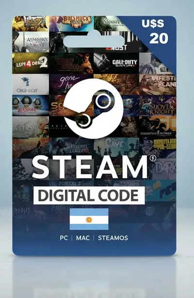 Tarjeta De Regalo Steam - 20 Dólares - Cartera Steam Wallet Argentina