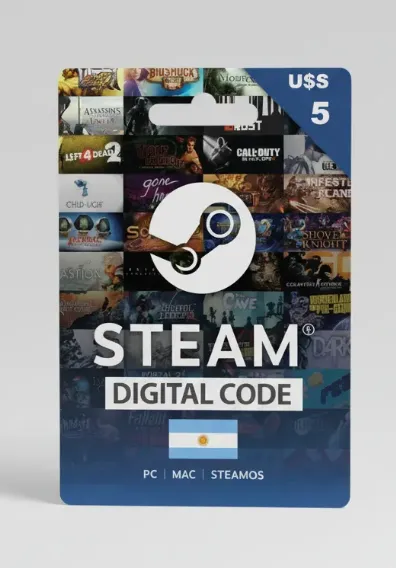 Tarjeta De Regalo Steam - 5 Dólares - Cartera Steam Wallet Argentina