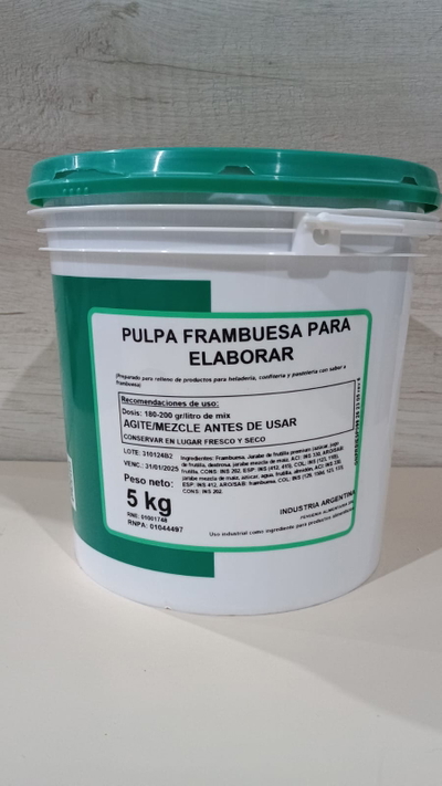PULPA PASTA FRAMBUESA PARA ELABORAR X 5KG PEH