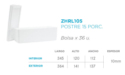 TELGOPOR RECTANGULAR 34X12X12 (15 PORCIONES)