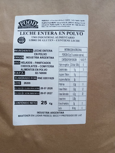 LECHE EN POLVO ENTERA INDUSTRIAL X 25KG