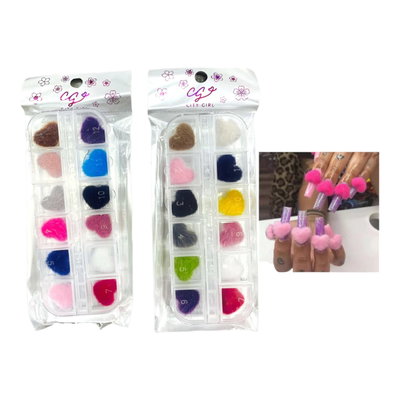 APLIQUES POMPOM CORAZÓN X12 SURTIDOS 