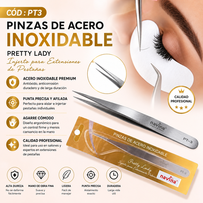 PINZA RECTA PESTAÑAS NAVINA PT-3