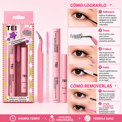 KIT PEGAMENTO Y REMOVEDOR PESTAÑAS PUNTO + CEPILLITO