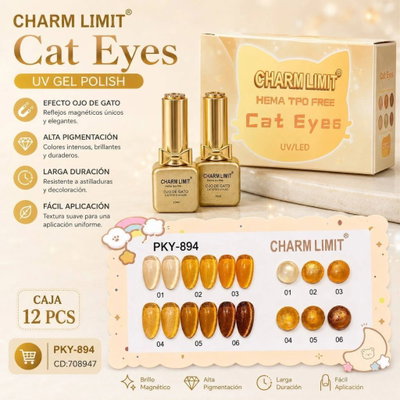 ESMALTE OJO DE GATO DORADO CHARM LIMIT 10mL PKY-894
