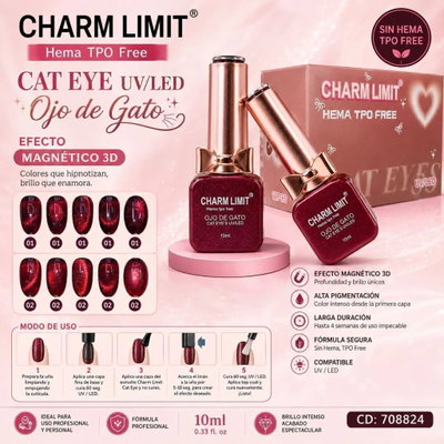 ESMALTE OJO DE GATO ROJO CHARM LIMIT MOÑO PKY-882