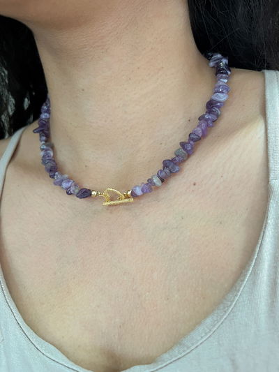 COLLAR CORAZÓN AMATISTA 