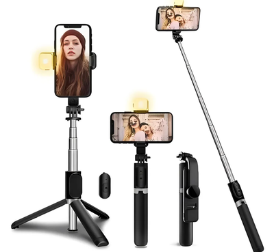 Monopod bastón selfie GRANDE trípode LED con bluetooth y botón (R1S-L)