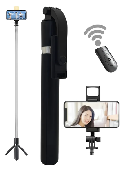 Monopod bastón selfie GRANDE trípode LED con bluetooth y botón (R1S-L)