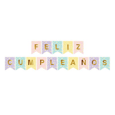 Banderín "Feliz cumpleaños" MARGARITA MULTICOLOR (una letra de cada color)