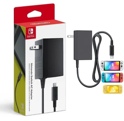 Fuente cargador 110-220v para nintendo switch PATAS PARALELAS tipo americano en caja