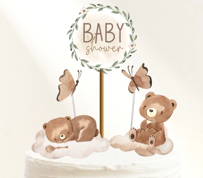 Topper silueta BABY SHOWER OSO ACUARELA