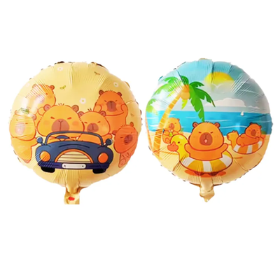 Globo redondo FAMILIA CAPIBARA AUTO/ PLAYA 45cm
