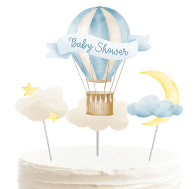 Topper silueta GLOBO AEROSTATICO BABY SHOWER CELESTE
