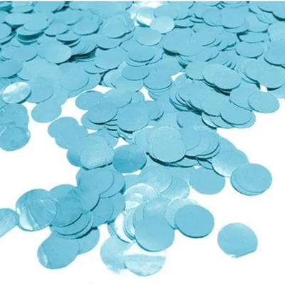 Confetti metalizado CELESTE redondo 1,5cm de diámetro x20gr 