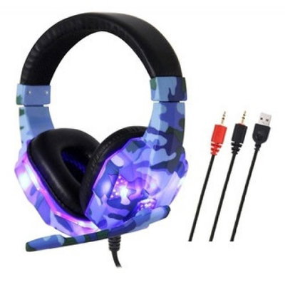 Auricular vincha TIME Gamer camuflado con luz -AR1604-