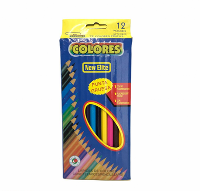 Lapices de colores con punta gruesa en caja azul x12 unidades -712-