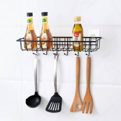 Estante organizador colgante con 6 ganchos para cocina o baño -505288-