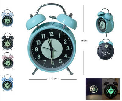 Reloj despertador vintage con campana de metal (REJ-4408)