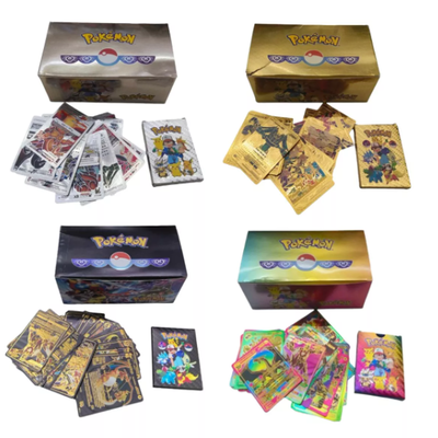 Cartas pokemón en CAJITA NEGRA METALIZADAS x 25 cartas