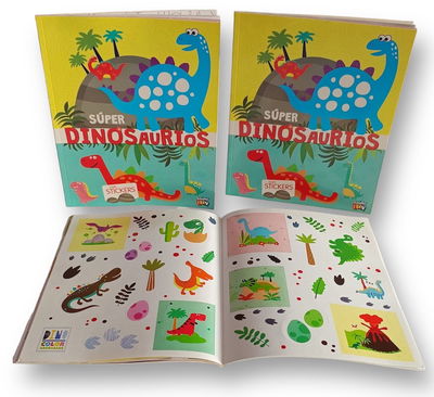 Libro SUPER DINOSAURIOS x1 unidad 32 páginas 21x28cm (incluye 8 adhesivos)