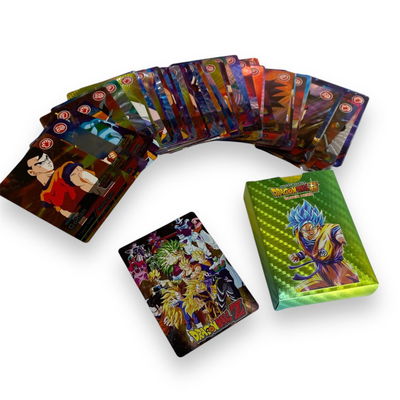 Cartas dragon ball en CAJITA MULTICOLOR METALIZADAS X 55 cartas