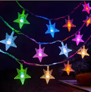 Guirnalda ESTRELLAS multicolor 220v 5mts. 28 LED