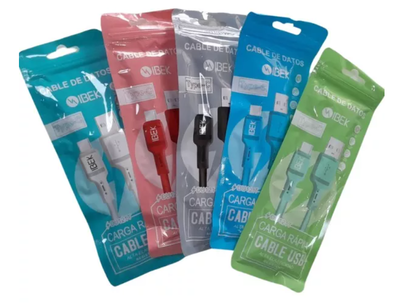 Cable IBEK USB a TIPO C 5A colores (CB-56)