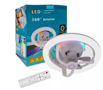 Foco Ventilador de techo luz RGB giratorio 360° con control remoto