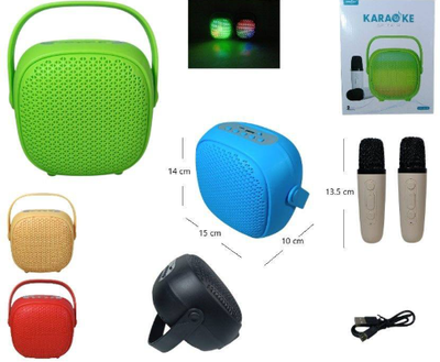 Parlante bluetooth RGB GRATNICE con dos micrófonos karaoke (GTS-2009)