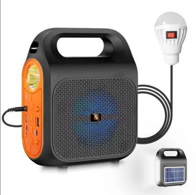 Parlante bluetooth 4" recargable solar con linterna y foco portátil (KTS-1837)