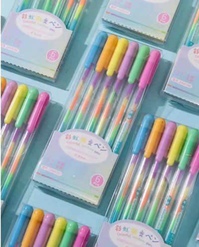 Lapicera multicolor pastel en estuche x8 unidades