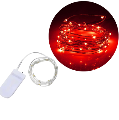 Alambre 30 LED a pila CR2032 INCLUIDAS ROJO