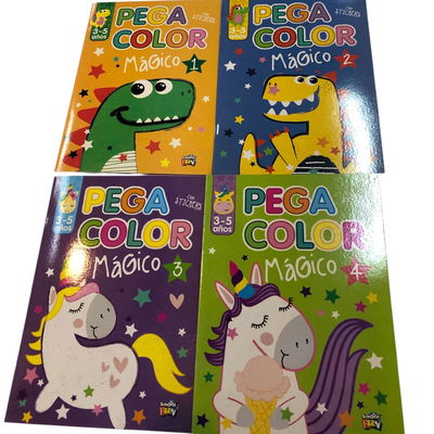 LIBRO UNICORNIO MAGICO 3. PEGA COLOR CON STICKERS. 20x28cm