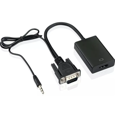 Conversor VGA MACHO a HDMI HEMBRA con entrada de audio FULL HD 1080 en caja(ADP-48007)