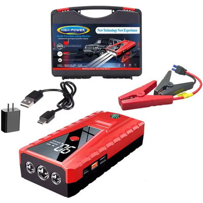 Kit batería arrancador de auto portátil USB en valija estuche rígido incluye pinzas (507)