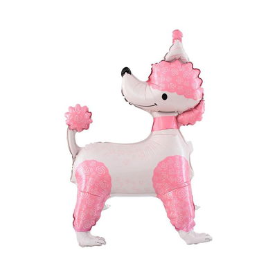 Globo perro caniche ROSA con bonete 80 x 60cm