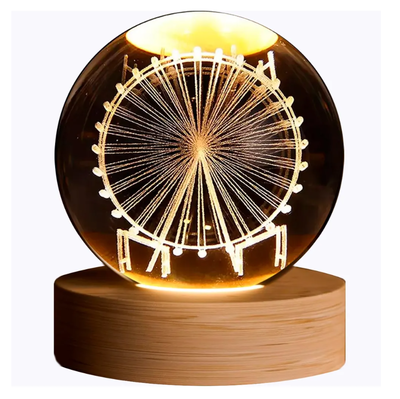 Bola cristal CHICO LED RUEDA FORTUNA con base de madera (COD: F)