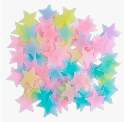 Set de stickers ESTRELLAS PASTELES autoadhesivas fluorecentes en bolsita