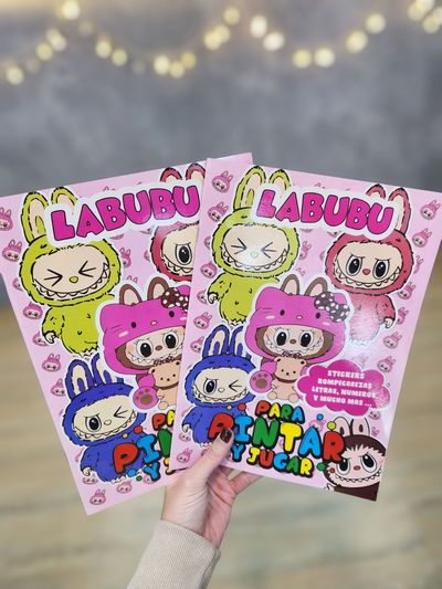 Librito para colorear de personajes con stickers LABUBU