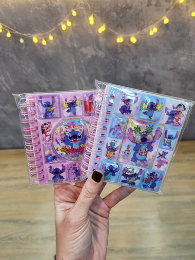 Agenda con agua STITCH incluyen stickers x1 unidad