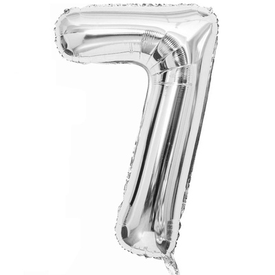 Globos números plateados N7 16" 35cm x1 unidad