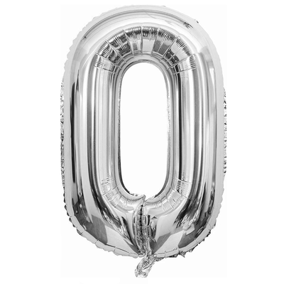 Globos números plateados N0 16" 35cm x1 unidad