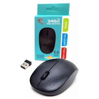 Mouse inalámbrico ERGONOMICO negro en caja (MOU002)