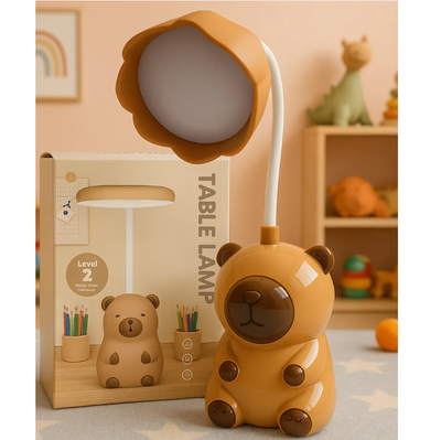 Lámpara infantil led CAPIBARA FLOR recargable con sacapunta (LAMCAPI)