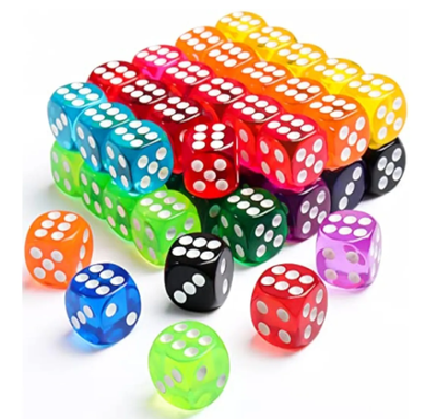 Dados de acrílico colores surtidos x1 unidad